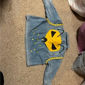 New Hand-painted honeybee honeycomb denim jean jacked